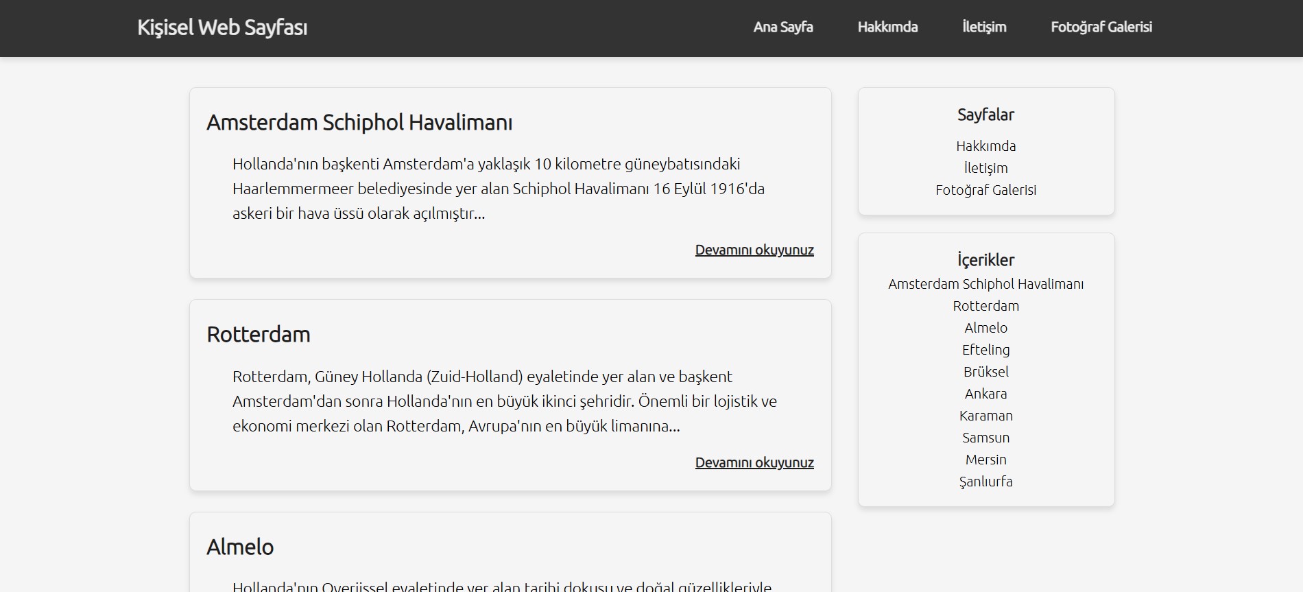 Basit Kişisel Web Sitesi